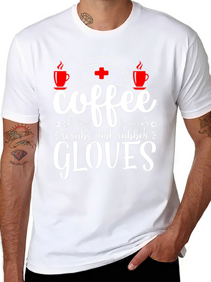 Camiseta Coffee Scrubs Rubber Gloves para enfermeras