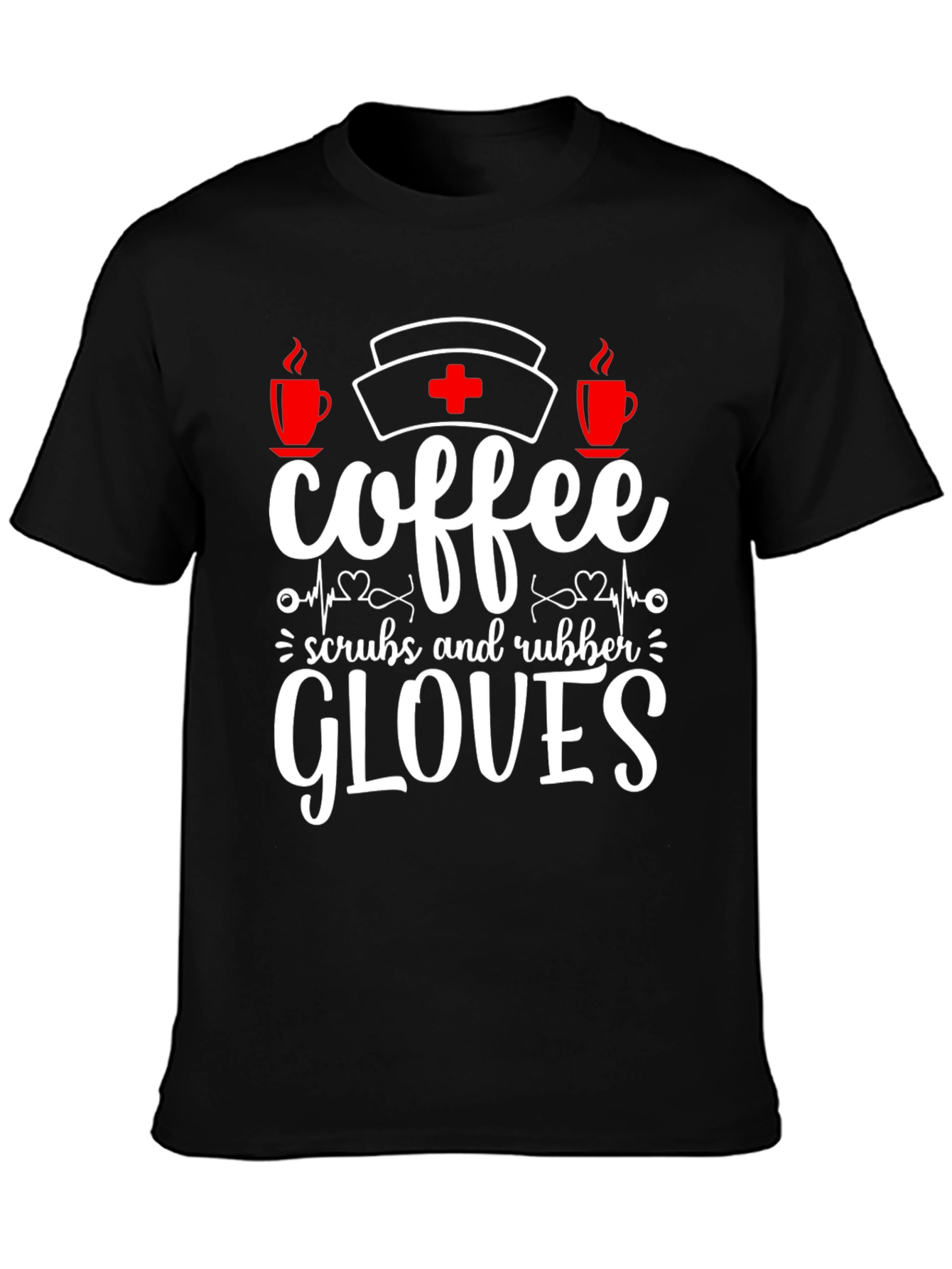 Camiseta Coffee Scrubs Rubber Gloves para enfermeras
