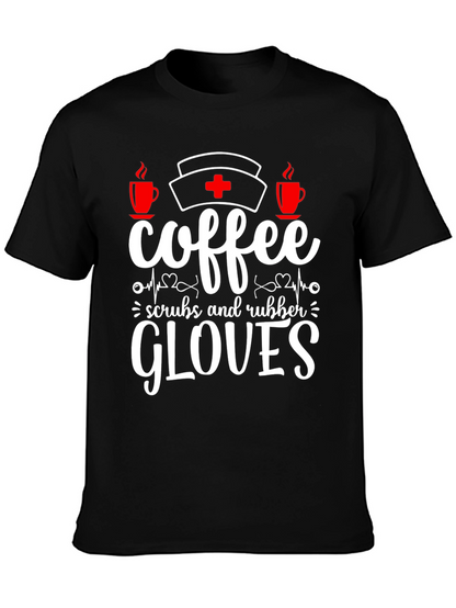 Camiseta Coffee Scrubs Rubber Gloves para enfermeras