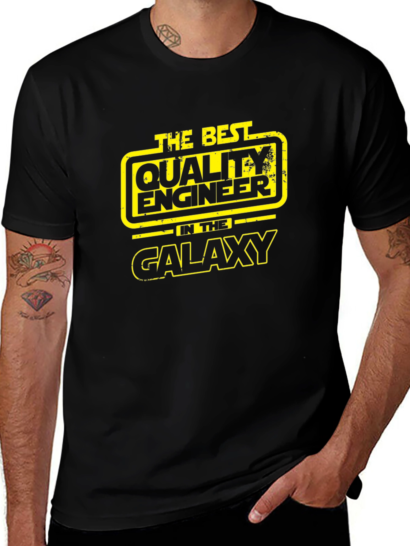 Camiseta Negra The Best Quality Engineer in the Galaxy