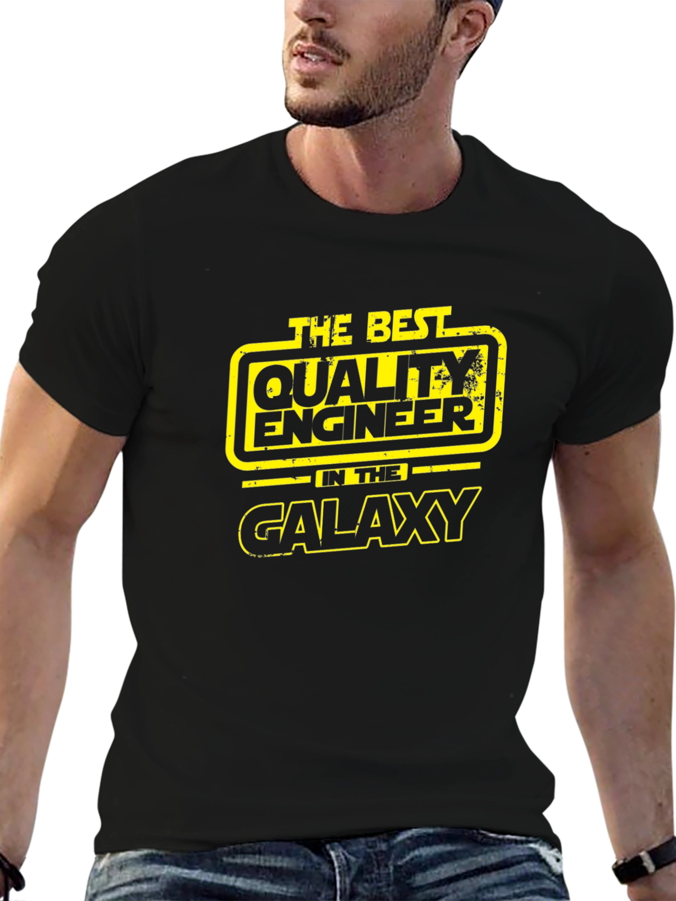 Camiseta Negra The Best Quality Engineer in the Galaxy