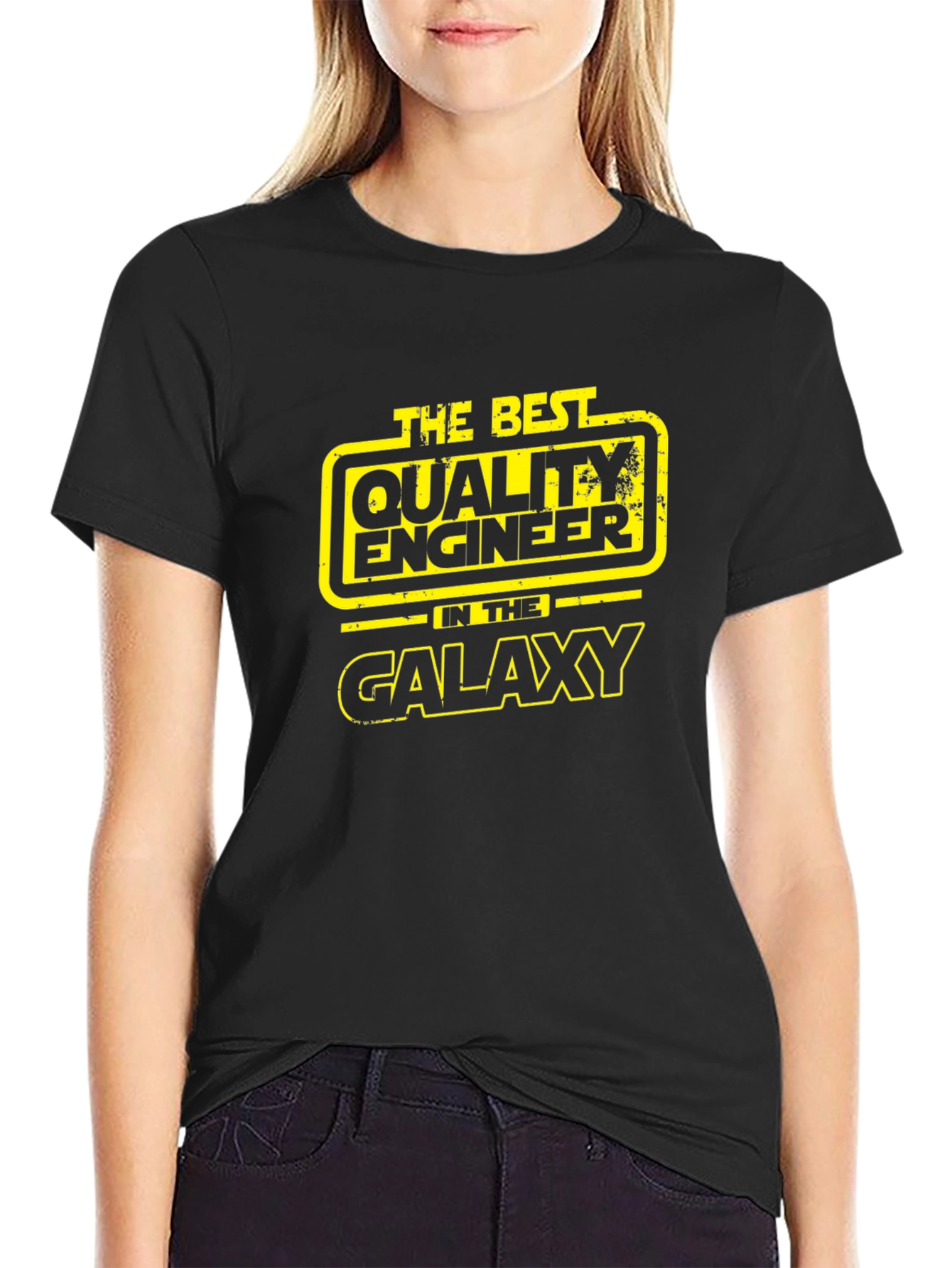 Camiseta Negra The Best Quality Engineer in the Galaxy