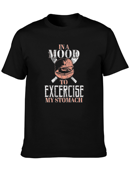 Camiseta Negra Hombre Humor Comida Excercise My Stomach
