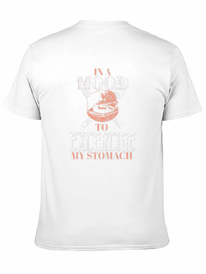 Camiseta Negra Hombre Humor Comida Excercise My Stomach