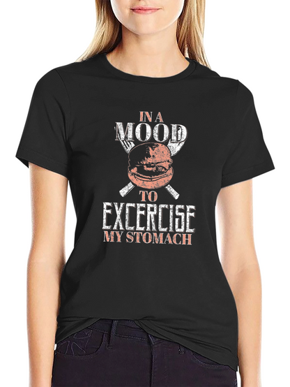 Camiseta Negra Hombre Humor Comida Excercise My Stomach