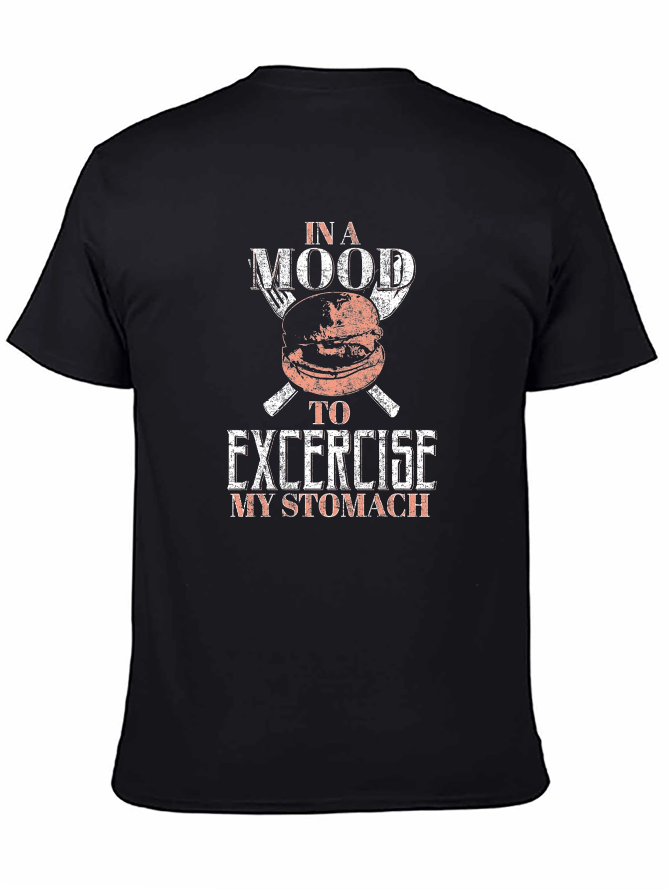 Camiseta Negra Hombre Humor Comida Excercise My Stomach