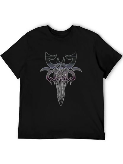 Camiseta Negra con Diseño Abstracto Estilizado