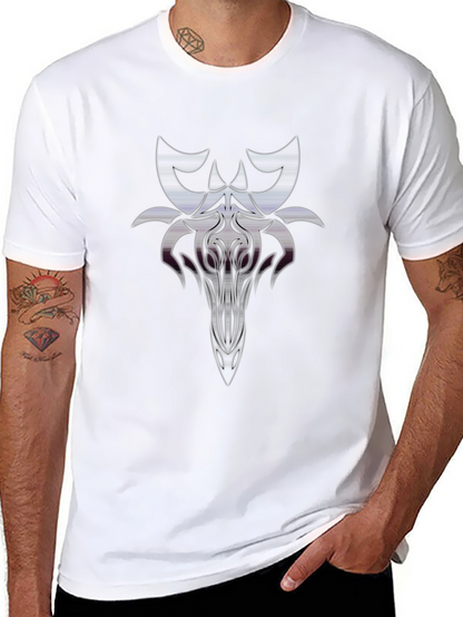 Camiseta Negra con Diseño Abstracto Estilizado