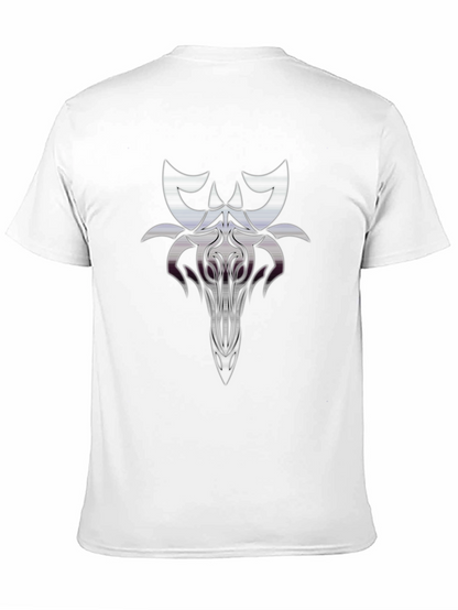Camiseta Negra con Diseño Abstracto Estilizado