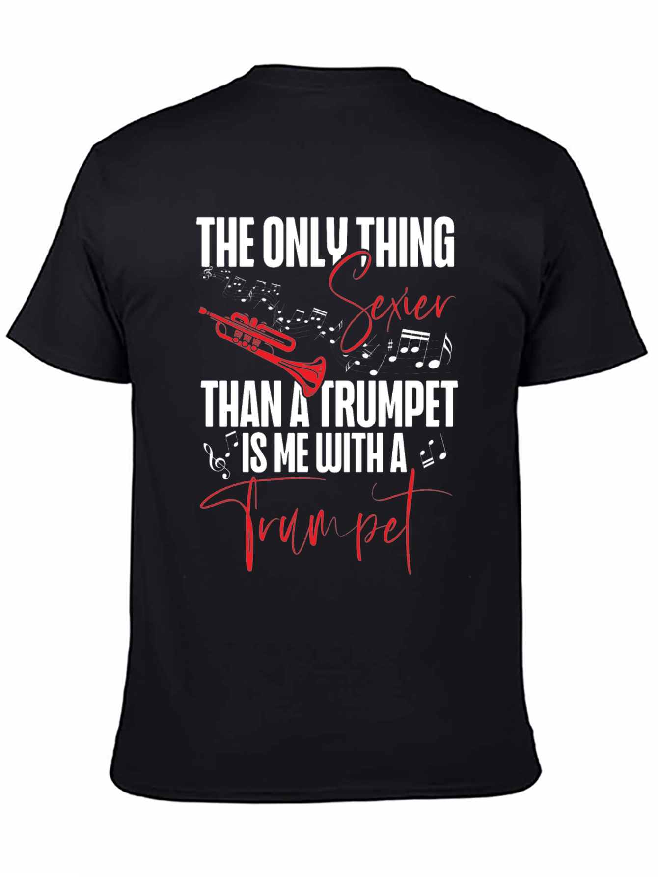 Camiseta Negra con Diseño de Trompeta Sexy