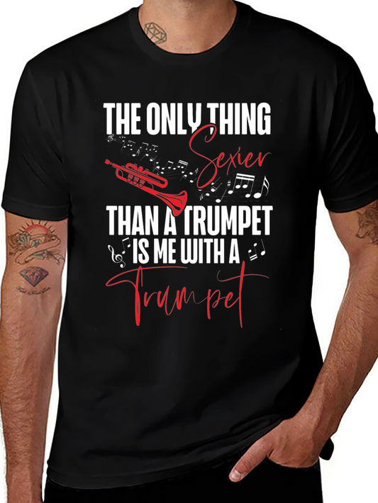 Camiseta Negra con Diseño de Trompeta Sexy