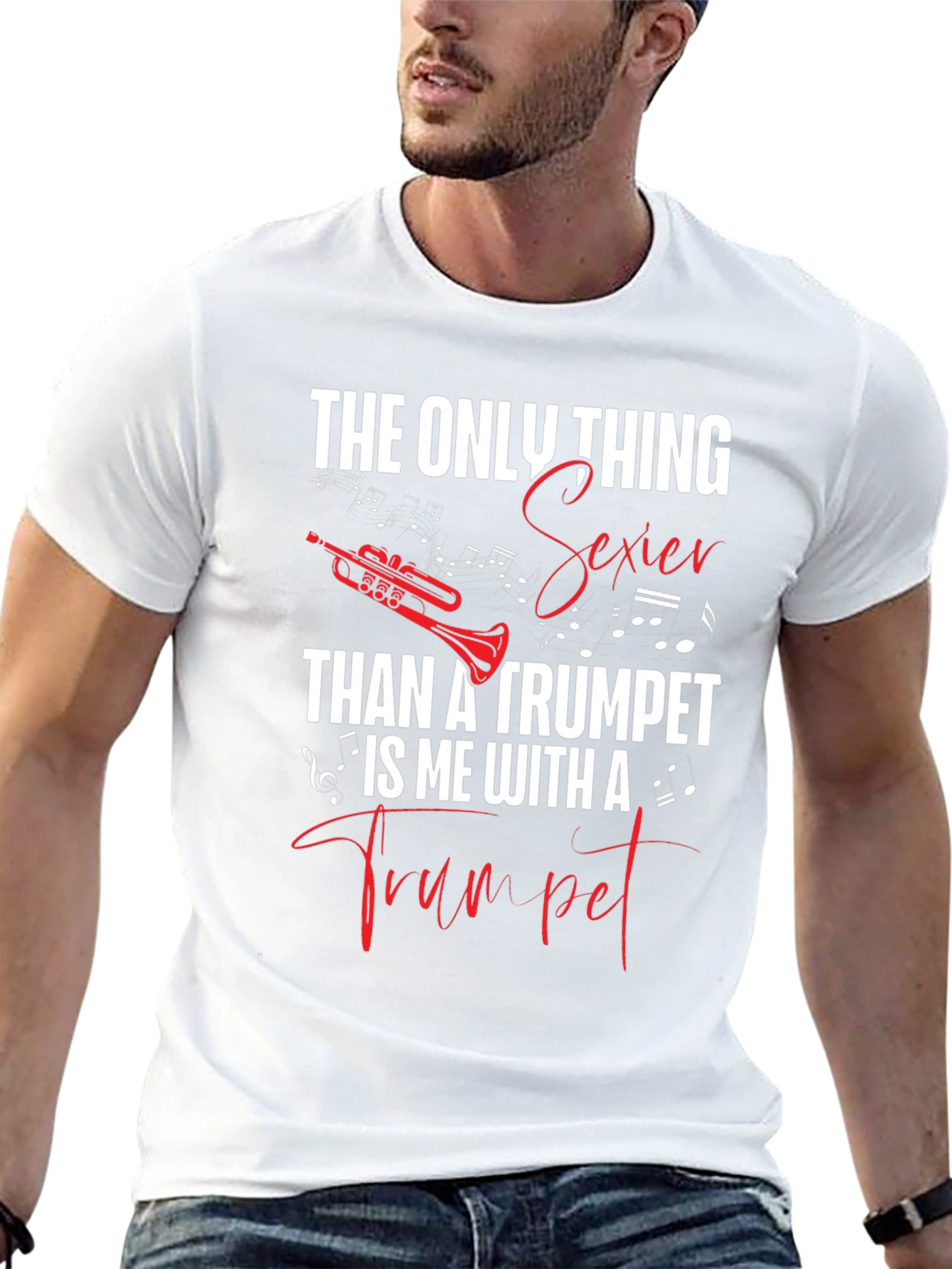 Camiseta Negra con Diseño de Trompeta Sexy