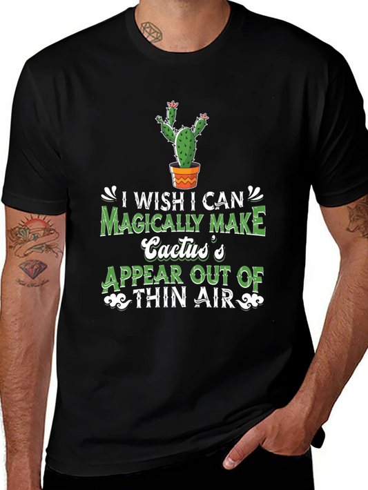 Camiseta Negra con Diseño de Cactus Mágico para Amantes de las Plantas
