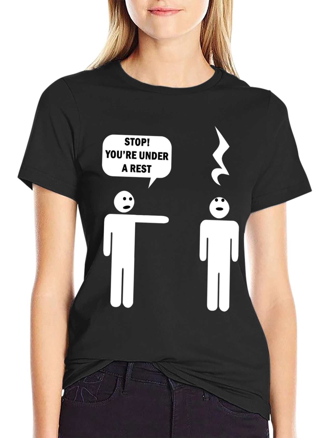 Camiseta Negra Humor Musical Bajo Arresto