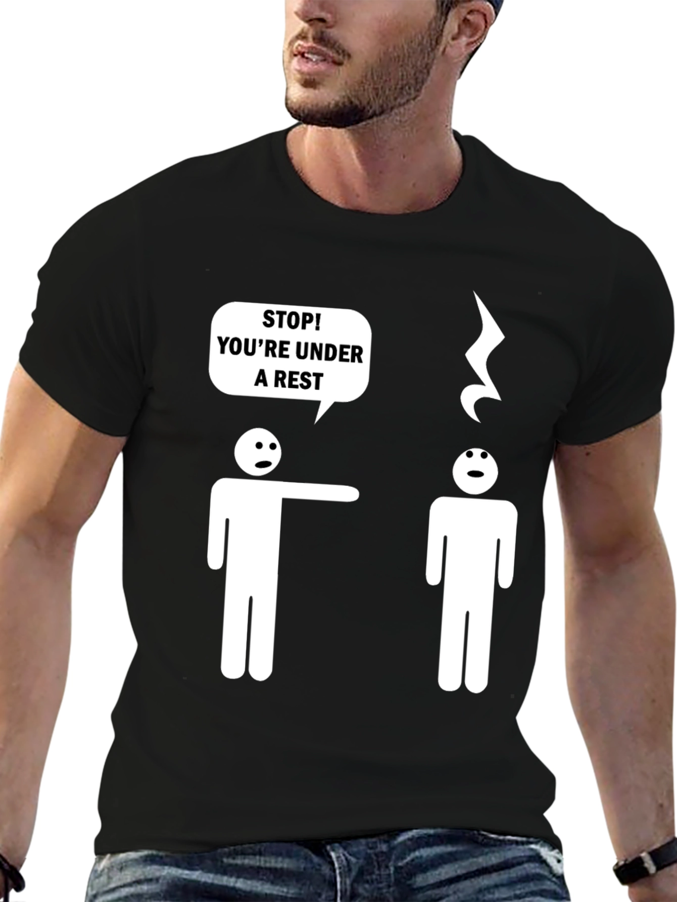 Camiseta Negra Humor Musical Bajo Arresto