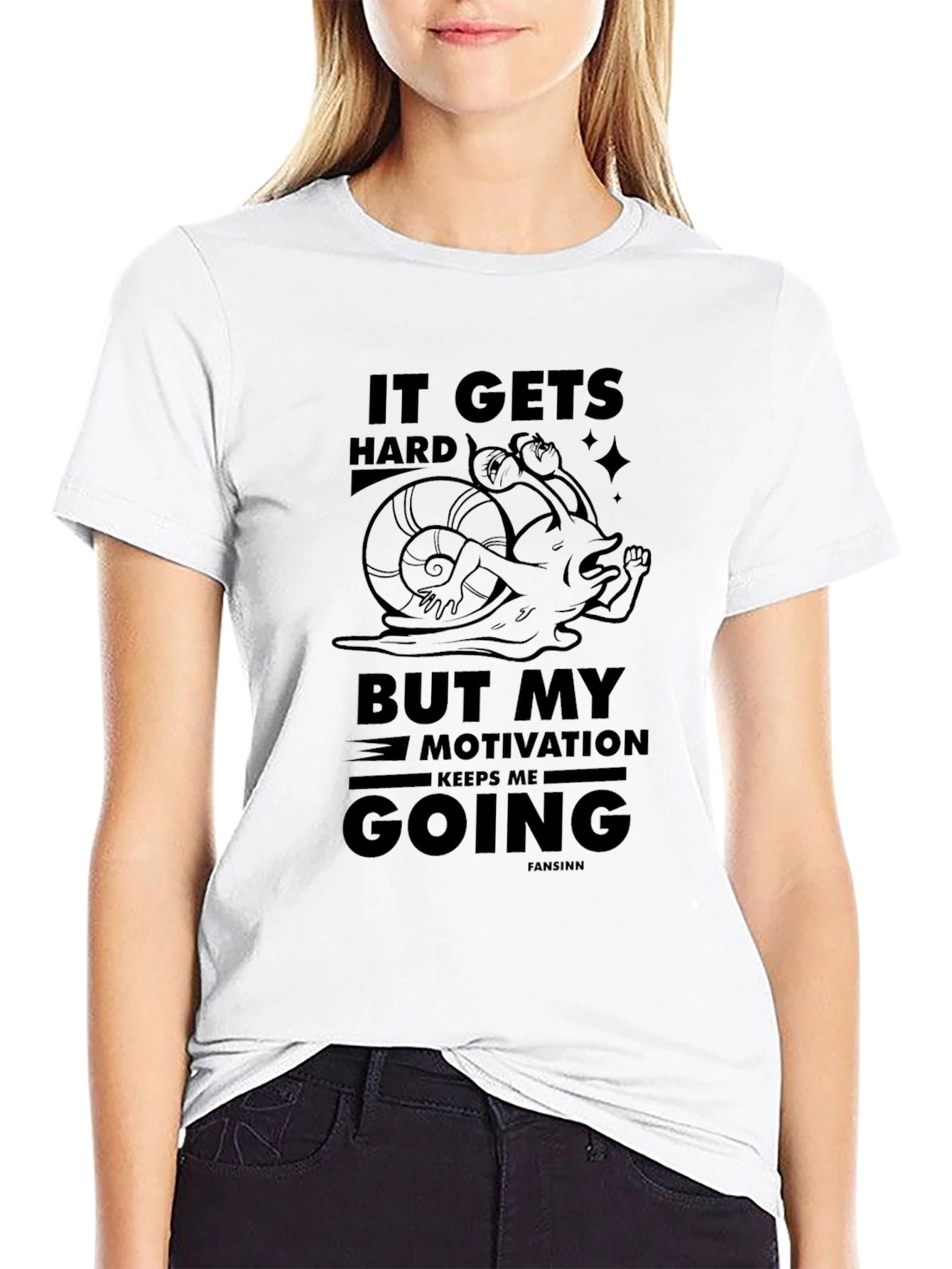 Camiseta Negra: Snail Motivation - ¡No te rindas!