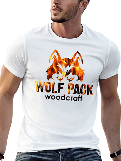 Camiseta Negra Hombre - Diseño Lobo de Fuego