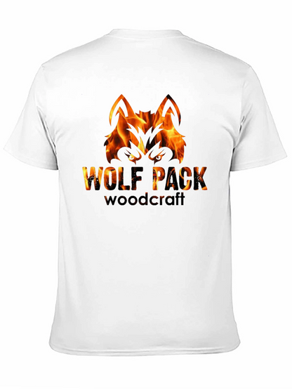 Camiseta Negra Hombre - Diseño Lobo de Fuego