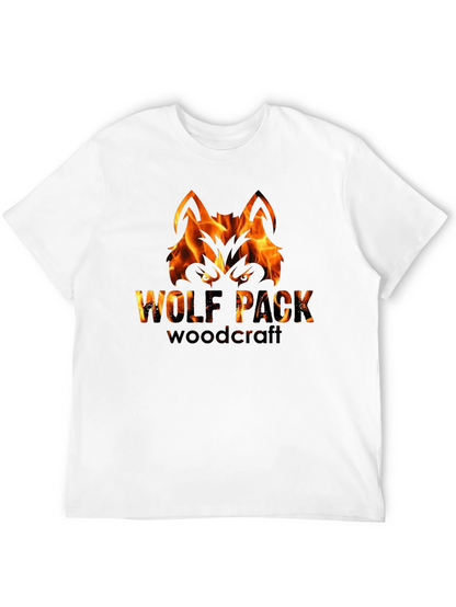 Camiseta Negra Hombre - Diseño Lobo de Fuego