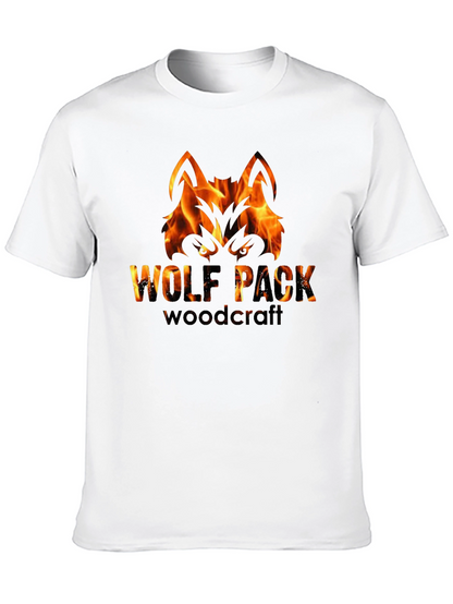 Camiseta Negra Hombre - Diseño Lobo de Fuego