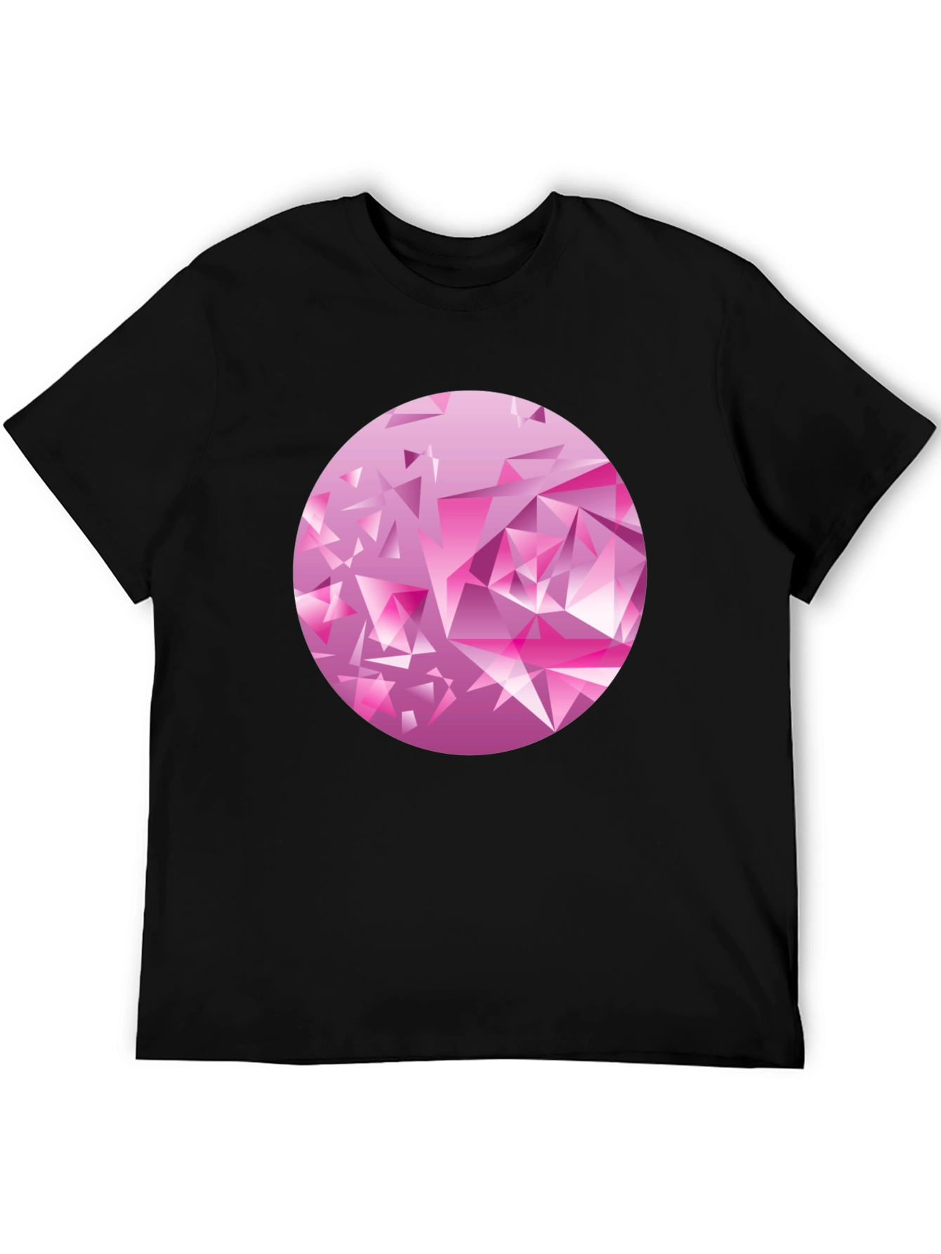 Camiseta Negra con Diseño Abstracto Rosa