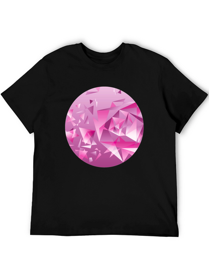 Camiseta Negra con Diseño Abstracto Rosa