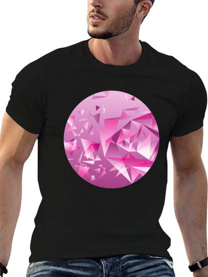 Camiseta Negra con Diseño Abstracto Rosa