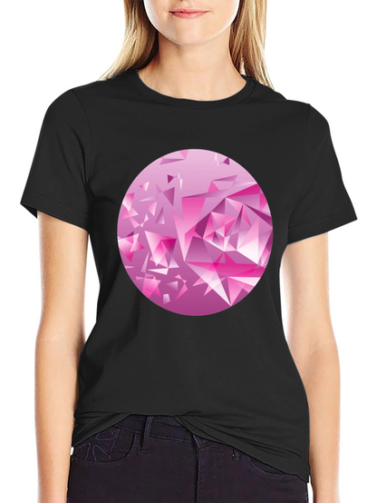 Camiseta Negra con Diseño Abstracto Rosa