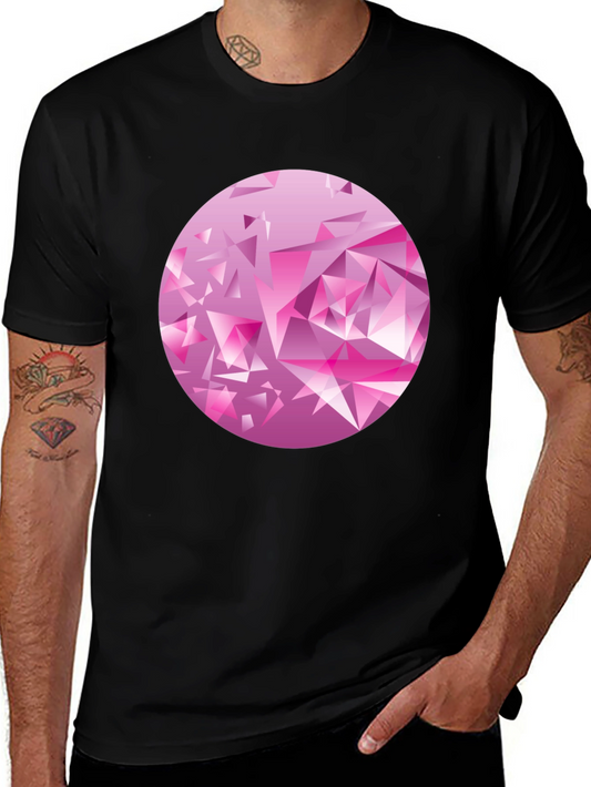 Camiseta Negra con Diseño Abstracto Rosa