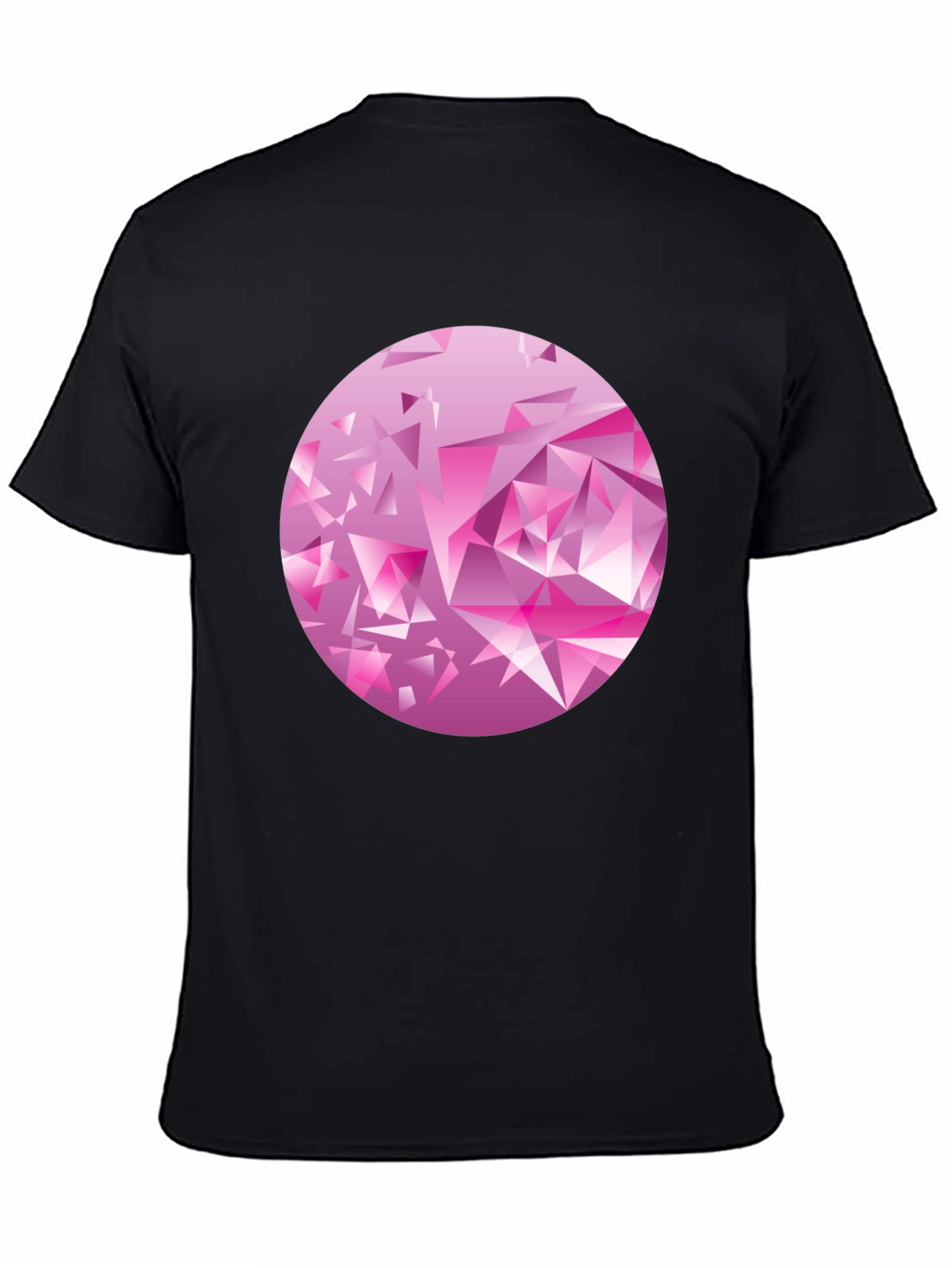 Camiseta Negra con Diseño Abstracto Rosa