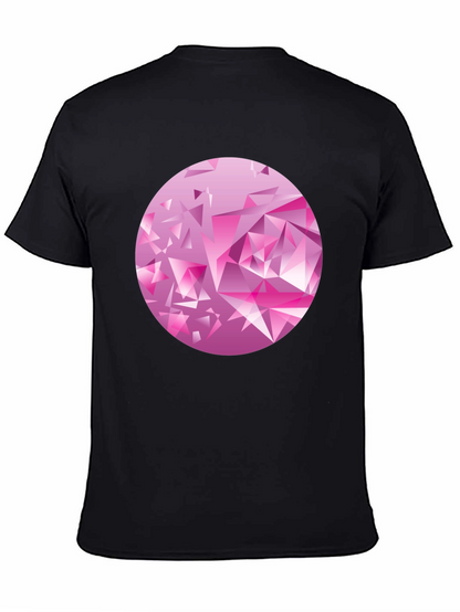 Camiseta Negra con Diseño Abstracto Rosa