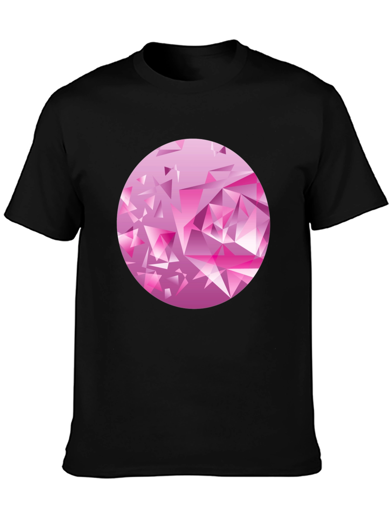 Camiseta Negra con Diseño Abstracto Rosa