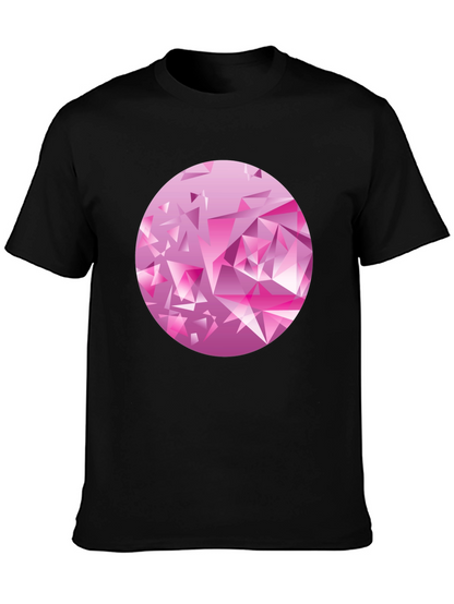 Camiseta Negra con Diseño Abstracto Rosa
