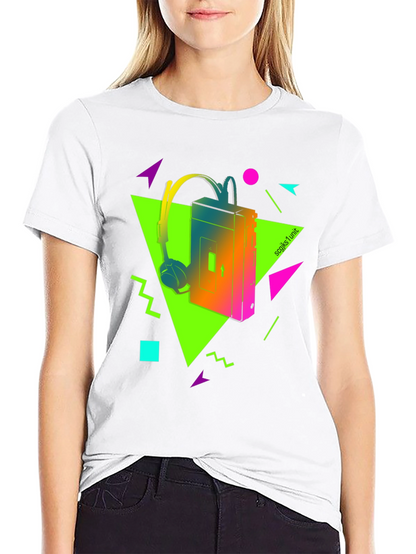 Camiseta Retro Walkman Años 80 Neón