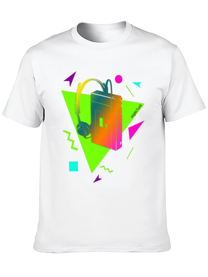 Camiseta Retro Walkman Años 80 Neón