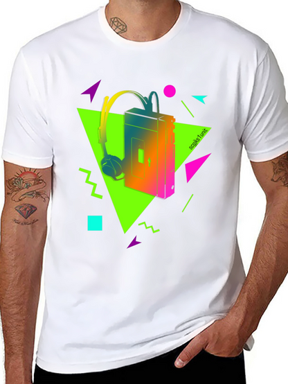 Camiseta Retro Walkman Años 80 Neón