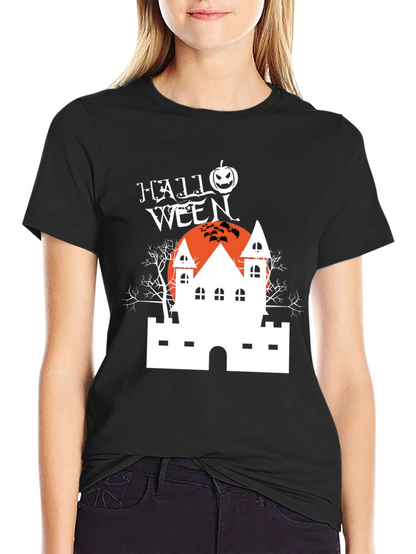Camiseta Negra Halloween Casa Embrujada