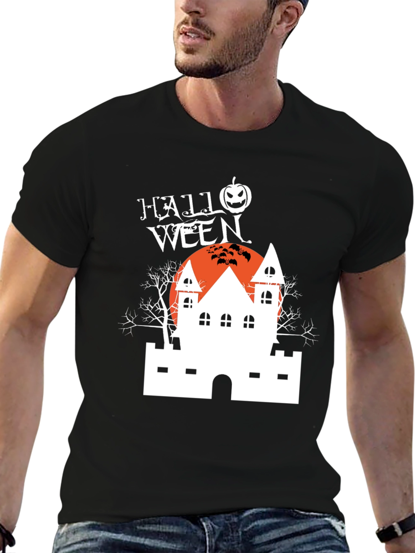 Camiseta Negra Halloween Casa Embrujada