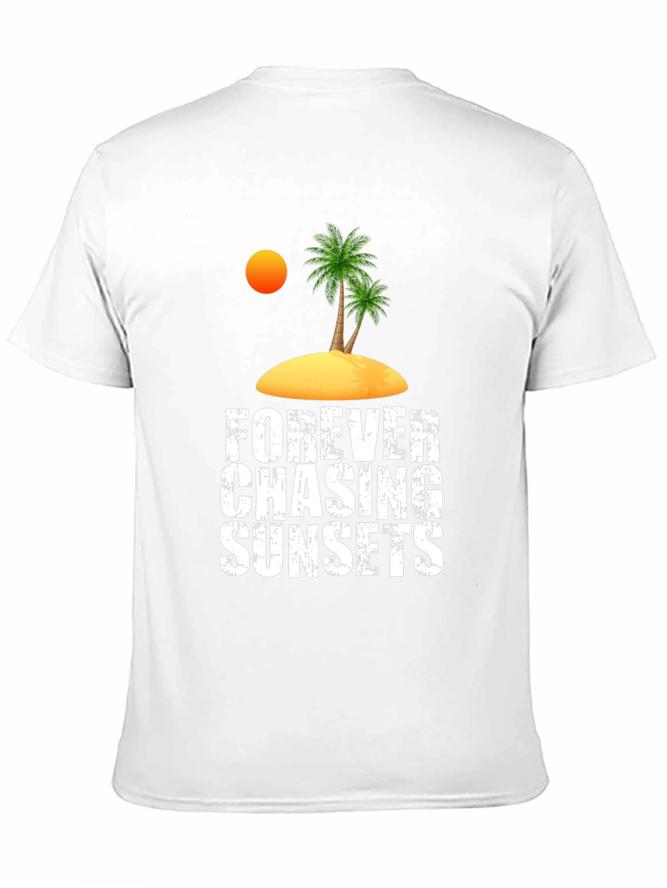 Camiseta Negra Persiguiendo Atardeceres Casual de Algodón
