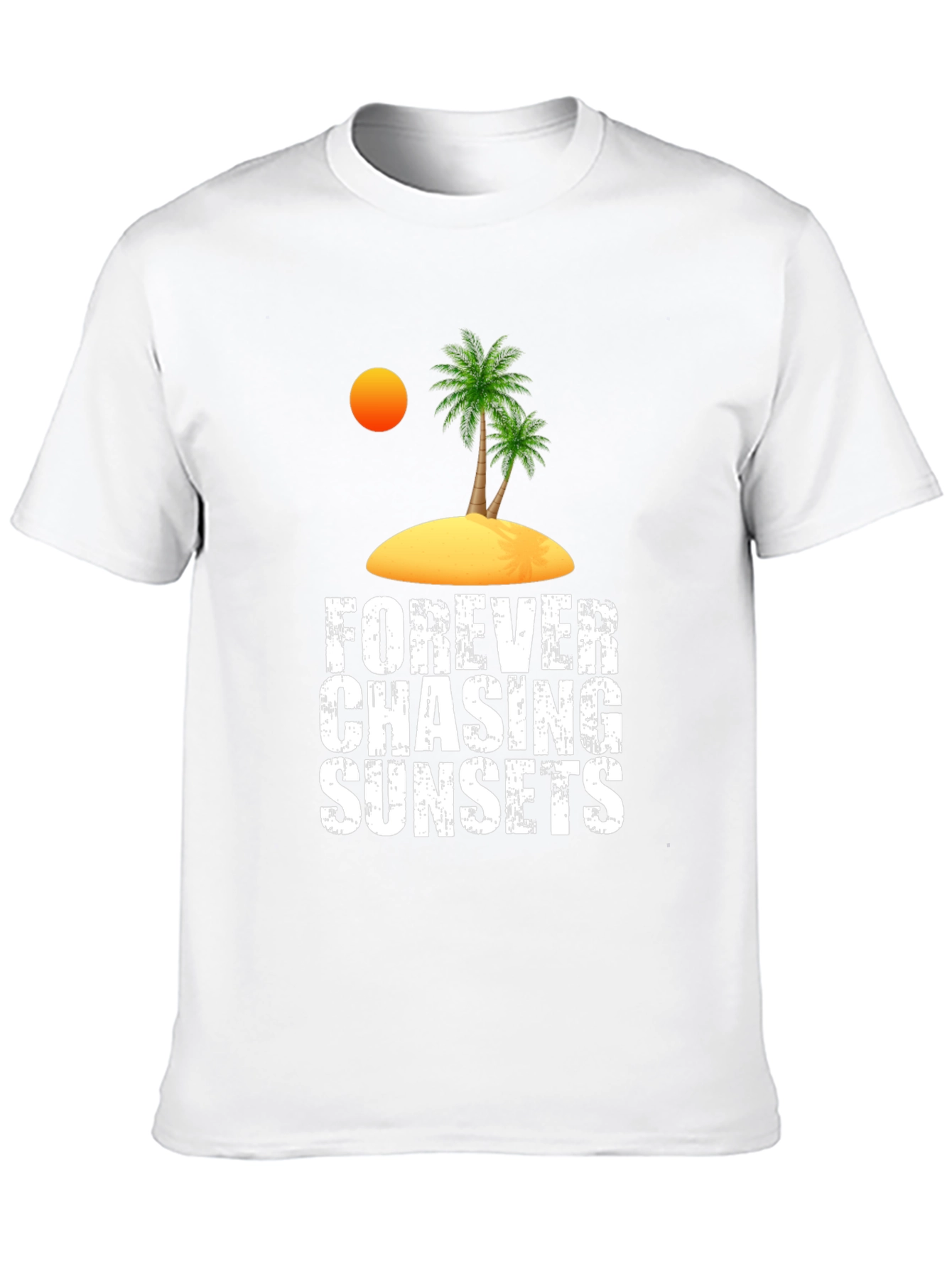 Camiseta Negra Persiguiendo Atardeceres Casual de Algodón