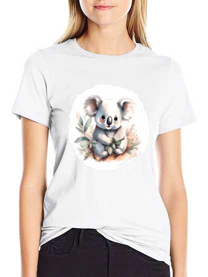 Camiseta Negra con Adorable Koala de Dibujos Animados