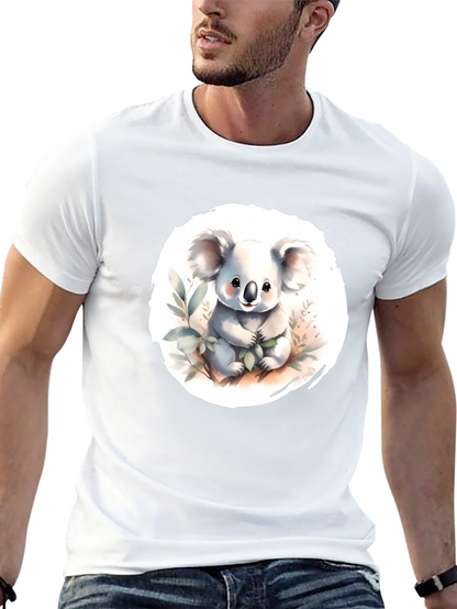 Camiseta Negra con Adorable Koala de Dibujos Animados