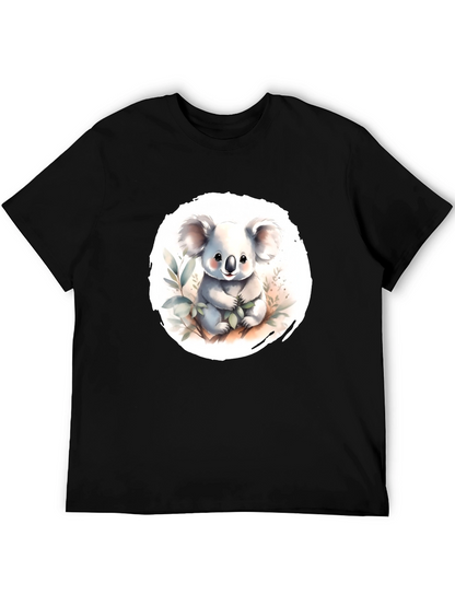Camiseta Negra con Adorable Koala de Dibujos Animados