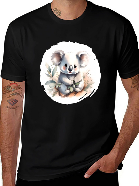 Camiseta Negra con Adorable Koala de Dibujos Animados