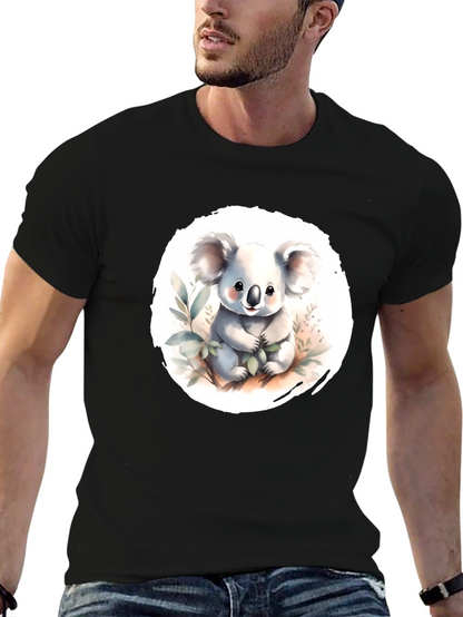 Camiseta Negra con Adorable Koala de Dibujos Animados