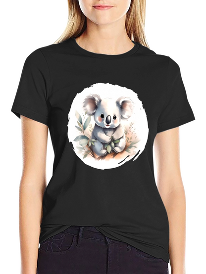 Camiseta Negra con Adorable Koala de Dibujos Animados