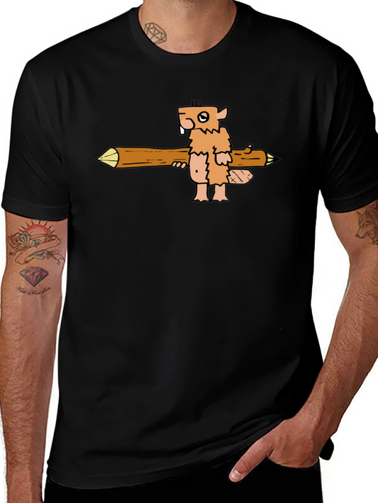 Camiseta Negra con Diseño de Castor Leñador
