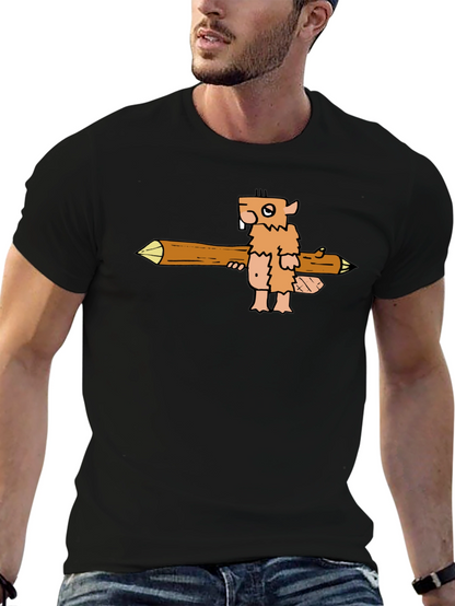 Camiseta Negra con Diseño de Castor Leñador