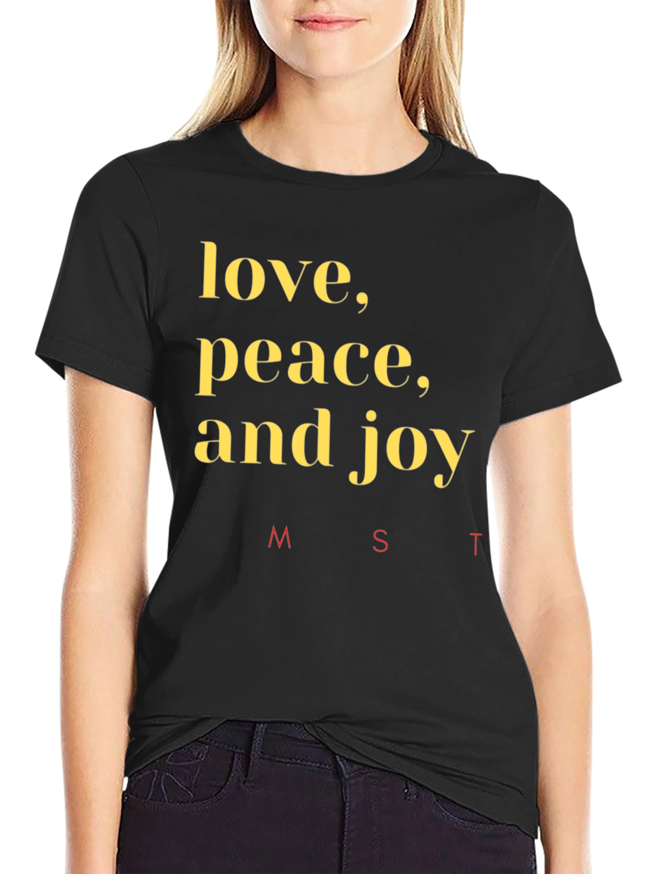 Camiseta Negra: Amor Paz y Alegría