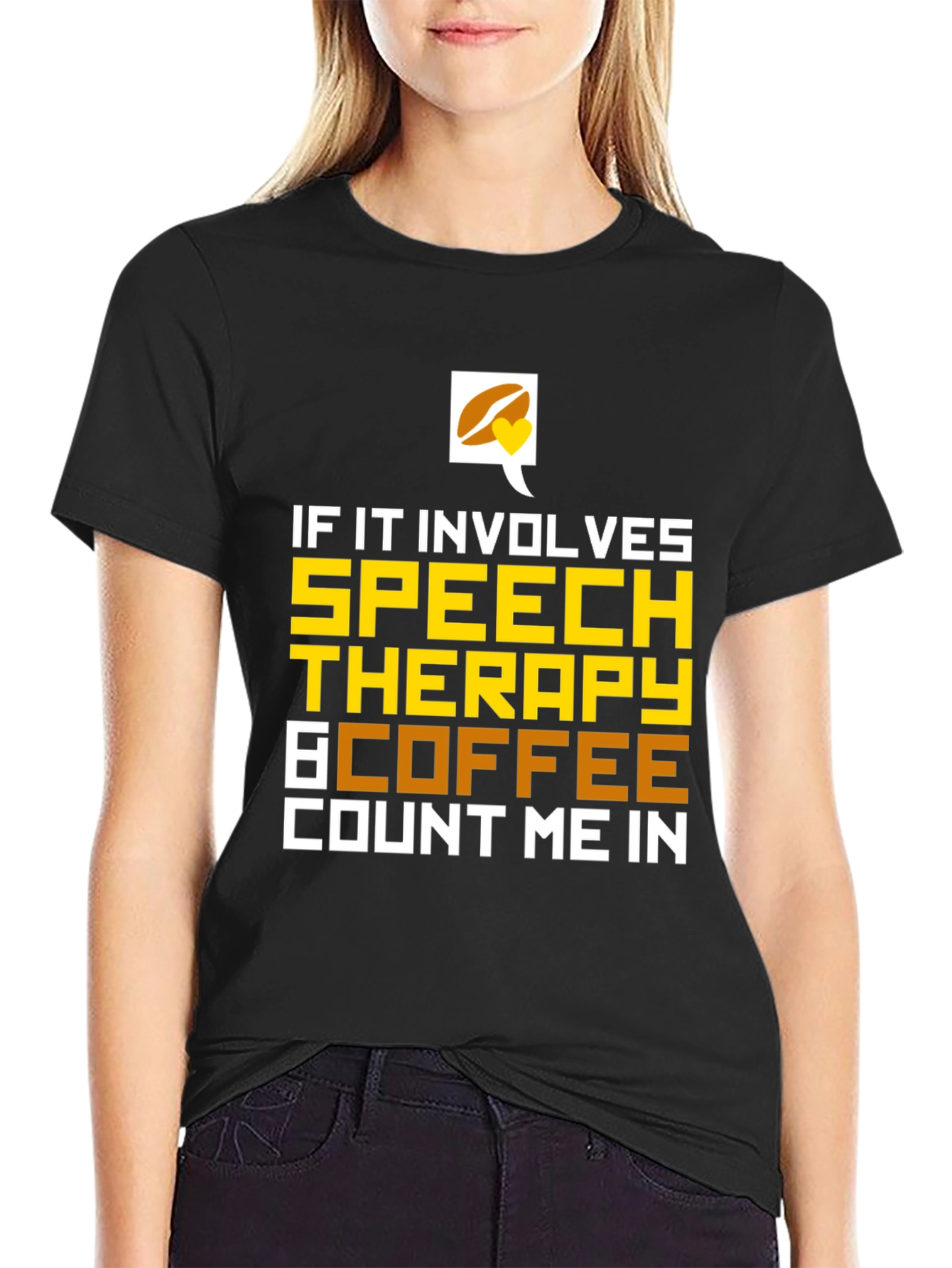 Camiseta Negra: Terapia del Habla y Café